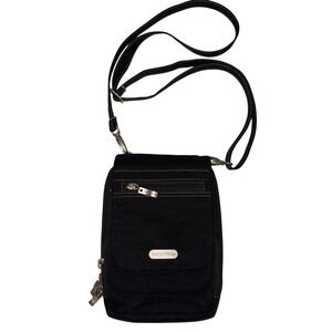 Baggallini Black Nylon Crossbody Travel Organizer Bag with Multiple Pockets
